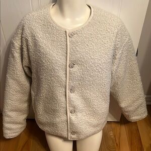 Scotch & Soda Reversible Boucle Sherpa Nylon Jacket Olive Off White Medium NWT